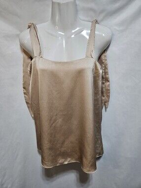 Show Me Your Mumu Champagne Satin Tie Strap Cami Top Size Small